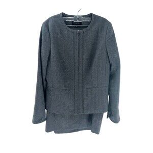 Women's Talbots Gray Italian Flannel Wool Skirt Set Size 8